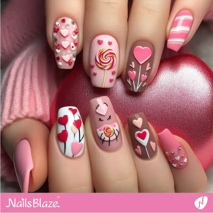 Cute Sweetheart Candies Nail Design | Valentine Nails - NB2291